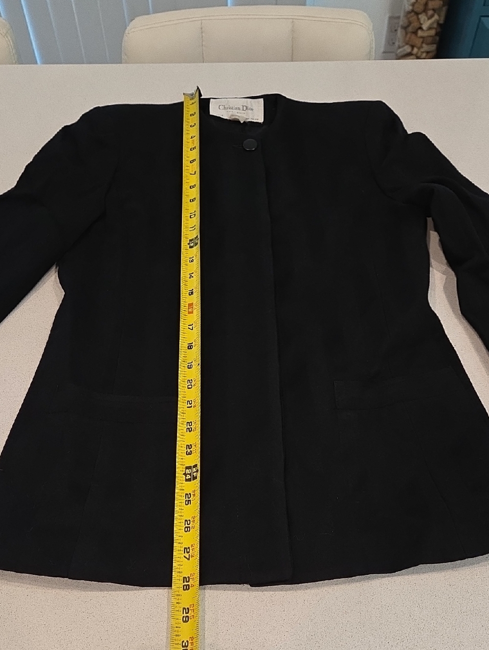 Vintage Striped Christian Dior Wool Black Tailored Blazer and Skirt Set Size 4! - Picture 8 of 16